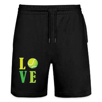 I Love Tennis  - Stanley/Stella Trainer Unisex Organic Jogging Shorts - black - Front - Nik (191cm) & Marisol (170cm)