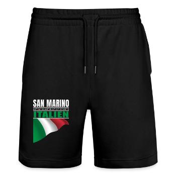 San Marino - Stanley/Stella Unisex Bio Joggingshorts Trainer  - Schwarz - Vorne - Nik (191cm) & Marisol (170cm)