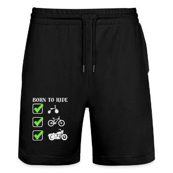 born to ride - Stanley/Stella Trainer Unisex Organic Jogging Shorts - black - Front - Nik (191cm) & Marisol (170cm)