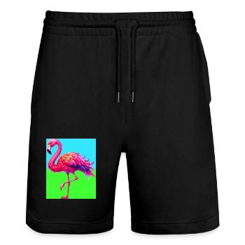 Flamingo - Stanley/Stella Unisex Bio Joggingshorts Trainer  - Schwarz - Vorne - Nik (191cm) & Marisol (170cm)
