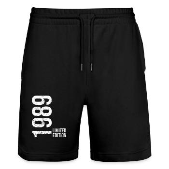 37. Geburtstag Mann Frau 37 Jahre 1989 Geburtstags - Stanley/Stella Unisex Bio Joggingshorts Trainer  - Schwarz - Vorne - Nik (191cm) & Marisol (170cm)