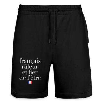 Grumpy Humor Complaining French Proud - Stanley/Stella Trainer Unisex Organic Jogging Shorts - black - Front - Nik (191cm) & Marisol (170cm)