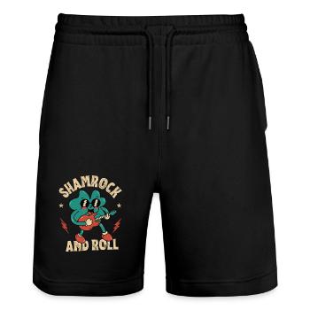 Shamrock and Roll - Stanley/Stella Trainer Unisex Organic Jogging Shorts - black - Front - Nik (191cm) & Marisol (170cm)