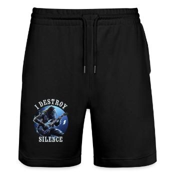 I Destroy Silence - Stanley/Stella Unisex Bio Joggingshorts Trainer  - Schwarz - Vorne - Nik (191cm) & Marisol (170cm)