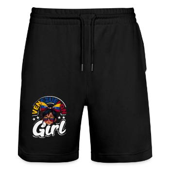 Venezuela Flagge Stolz & Heimat Venezuela - Stanley/Stella Unisex Bio Joggingshorts Trainer  - Schwarz - Vorne - Nik (191cm) & Marisol (170cm)