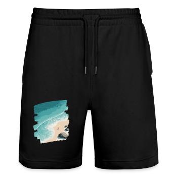 Palmiers de mer de plage - Short de jogging bio TRAINER Stanley/Stella unisexe - noir - Devant - Nik (191cm) & Marisol (170cm)