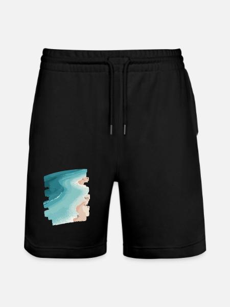 Strand Meer Palmen Retro - Stanley/Stella Unisex Bio Joggingshorts Trainer  - Schwarz