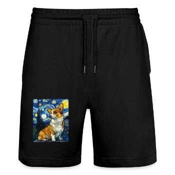 Corgi gallois Pembroke - Short de jogging bio TRAINER Stanley/Stella unisexe - noir - Devant - Nik (191cm) & Marisol (170cm)