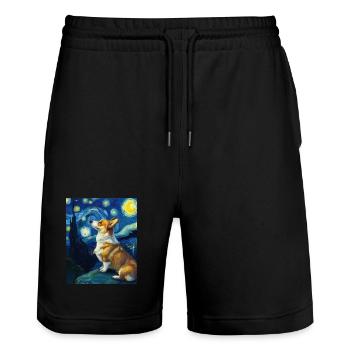 Corgi gallois Pembroke - Short de jogging bio TRAINER Stanley/Stella unisexe - noir - Devant - Nik (191cm) & Marisol (170cm)