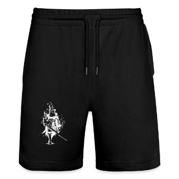 Silhouette de chevalier médiéval avec lance - Short de jogging bio TRAINER Stanley/Stella unisexe - noir - Devant - Nik (191cm) & Marisol (170cm)