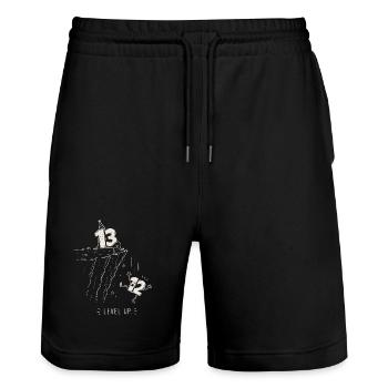 Level 13 Freigeschaltet | 13-jähriges Jubiläumsgeschenk - Stanley/Stella Unisex Bio Joggingshorts Trainer  - Schwarz - Vorne - Nik (191cm) & Marisol (170cm)