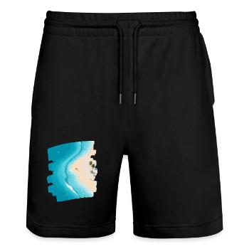 Beach Dream Illustration - Stanley/Stella Trainer Unisex Organic Jogging Shorts - black - Front - Nik (191cm) & Marisol (170cm)