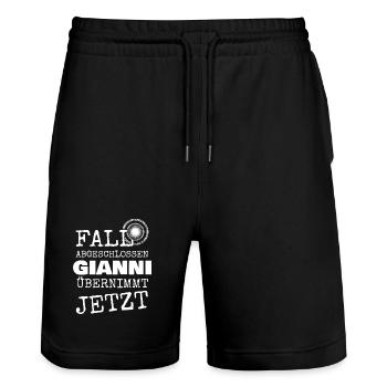 Geschenk für Gianni - Stanley/Stella Unisex Bio Joggingshorts Trainer  - Schwarz - Vorne - Nik (191cm) & Marisol (170cm)