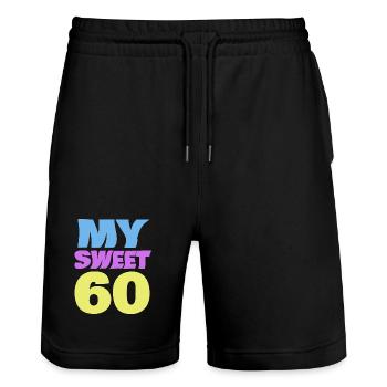 sweet 60 - Stanley/Stella Trainer Unisex Organic Jogging Shorts - black - Front - Nik (191cm) & Marisol (170cm)