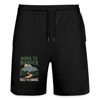 Trail Running - Born to Wander, Built to Endure - Stanley/Stella Trainer Unisex Organic Jogging Shorts - black - Front - Nik (191cm) & Marisol (170cm)