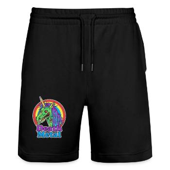 Death Metal – Zombie Einhorn Cartoon - Stanley/Stella Unisex Bio Joggingshorts Trainer  - Schwarz - Vorne - Nik (191cm) & Marisol (170cm)