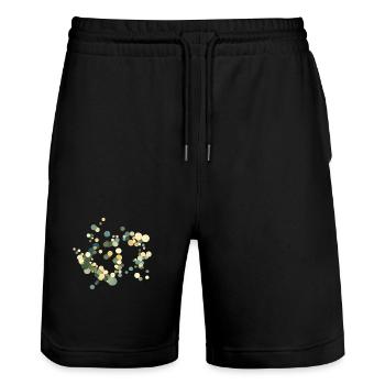 Kreis-Konfetti Farbkonzert - Stanley/Stella Unisex Bio Joggingshorts Trainer  - Schwarz - Vorne - Nik (191cm) & Marisol (170cm)
