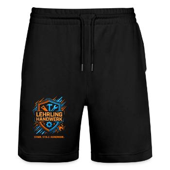 Eine Lehre im Handwerk - das ist die Zukunft - Stanley/Stella Unisex Bio Joggingshorts Trainer  - Schwarz - Vorne - Nik (191cm) & Marisol (170cm)