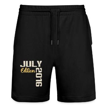 July 2016 Birthday Shirt July 2016 - Stanley/Stella Trainer Unisex Organic Jogging Shorts - black - Front - Nik (191cm) & Marisol (170cm)