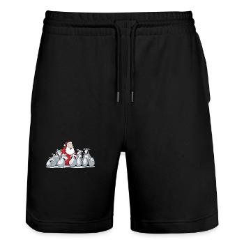 Singernder Weihnachtsmann mit Schafen - Stanley/Stella Unisex Bio Joggingshorts Trainer  - Schwarz - Vorne - Nik (191cm) & Marisol (170cm)