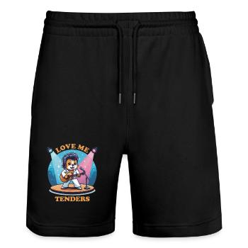 Love Me Tenders des années 70 musique chien drôles d’animaux - Short de jogging bio TRAINER Stanley/Stella unisexe - noir - Devant - Nik (191cm) & Marisol (170cm)