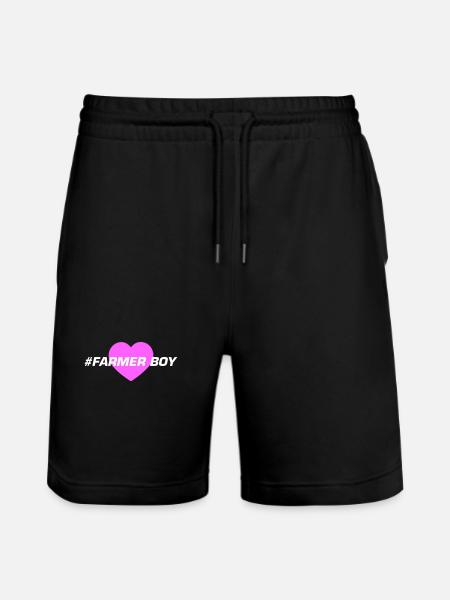 Farmer Boy Heart Love - Stanley/Stella Trainer Unisex Organic Jogging Shorts - black