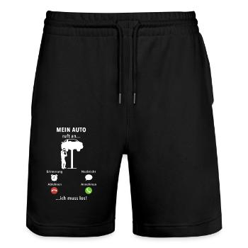 Mein Auto ruft an - ich muss los - Mechaniker - Stanley/Stella Unisex Bio Joggingshorts Trainer  - Schwarz - Vorne - Nik (191cm) & Marisol (170cm)