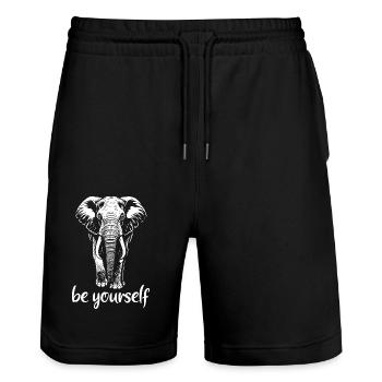 Elephant - Be yourself - Tusk - Ivory - Stanley/Stella Trainer Unisex Organic Jogging Shorts - black - Front - Nik (191cm) & Marisol (170cm)