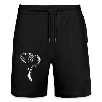 Bordeauxdogge Hunde Hund Silhouette Wilsigns - Stanley/Stella Unisex Bio Joggingshorts Trainer  - Schwarz - Vorne - Nik (191cm) & Marisol (170cm)