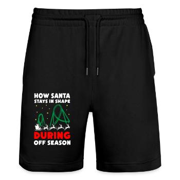 How Santa Stays In Shape During Off Season - Stanley/Stella Unisex Bio Joggingshorts Trainer  - Schwarz - Vorne - Nik (191cm) & Marisol (170cm)