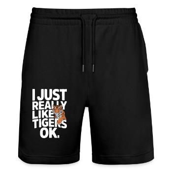 Tiger Tier Zoo Wildtier - Stanley/Stella Unisex Bio Joggingshorts Trainer  - Schwarz - Vorne - Nik (191cm) & Marisol (170cm)