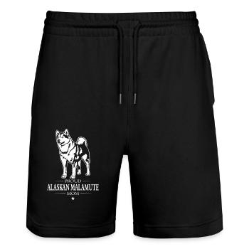 Alaskan Malamute Mom Hunde Hund Wilsigns - Stanley/Stella Unisex Bio Joggingshorts Trainer  - Schwarz - Vorne - Nik (191cm) & Marisol (170cm)