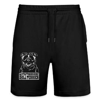 STAFFORDSHIRE BULL TERRIER cool Lunettes de soleil Chiens - Short de jogging bio TRAINER Stanley/Stella unisexe - noir - Devant - Nik (191cm) & Marisol (170cm)