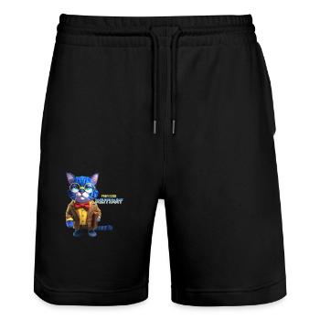 Professor Kritikat - Stanley/Stella Trainer Unisex Organic Jogging Shorts - black - Front - Nik (191cm) & Marisol (170cm)