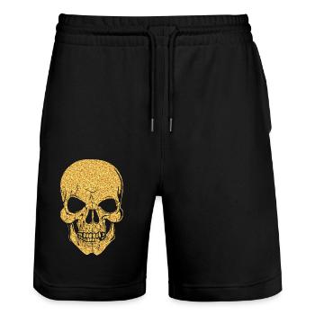 Totenkopf Totenschädel Skull Knochen Glitzer gold - Stanley/Stella Unisex Bio Joggingshorts Trainer  - Schwarz - Vorne - Nik (191cm) & Marisol (170cm)
