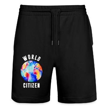 World Citizen Grafik - Stanley/Stella Unisex Bio Joggingshorts Trainer  - Schwarz - Vorne - Nik (191cm) & Marisol (170cm)