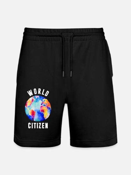 World Citizen Graphic - Stanley/Stella Trainer Unisex Organic Jogging Shorts - black