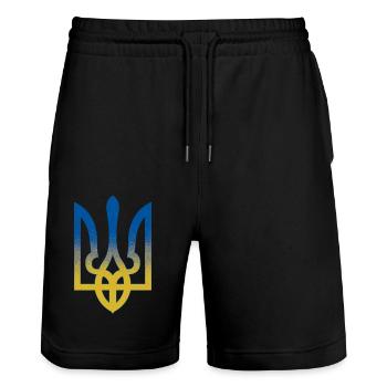 Ukraine Flag Symbol - Flag Of Ukraine - Stanley/Stella Trainer Unisex Organic Jogging Shorts - black - Front - Nik (191cm) & Marisol (170cm)