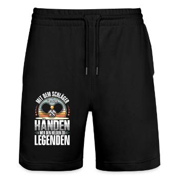 Tischtennis - Stanley/Stella Unisex Bio Joggingshorts Trainer  - Schwarz - Vorne - Nik (191cm) & Marisol (170cm)