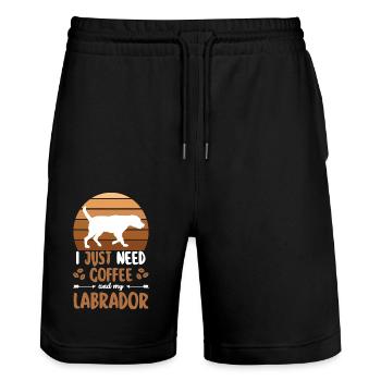 Labrador Haustier Hunde Kaffee Hundehalter Hund - Stanley/Stella Unisex Bio Joggingshorts Trainer  - Schwarz - Vorne - Nik (191cm) & Marisol (170cm)