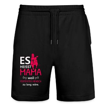 Muttertag Mama Perfekter Mensch Liebe Kinder - Stanley/Stella Unisex Bio Joggingshorts Trainer  - Schwarz - Vorne - Nik (191cm) & Marisol (170cm)