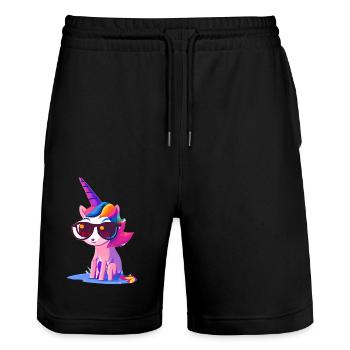 Licorne Animal mythique Licorne Licorne Fille - Short de jogging bio TRAINER Stanley/Stella unisexe - noir - Devant - Nik (191cm) & Marisol (170cm)