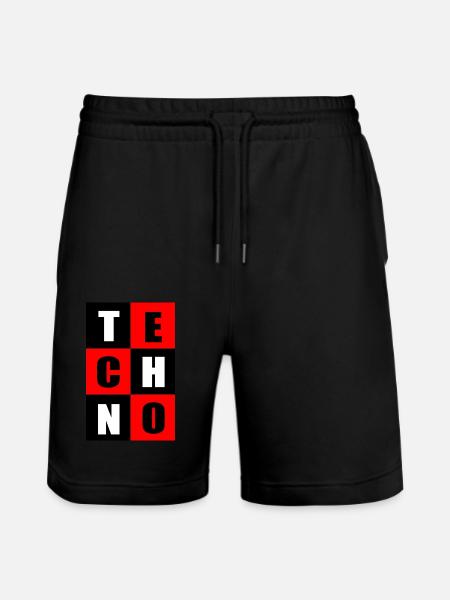 Techno red and black - Stanley/Stella Trainer Unisex Organic Jogging Shorts - black
