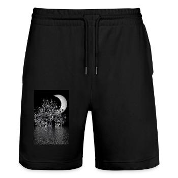 Mondschein - Stanley/Stella Unisex Bio Joggingshorts Trainer  - Schwarz - Vorne - Nik (191cm) & Marisol (170cm)