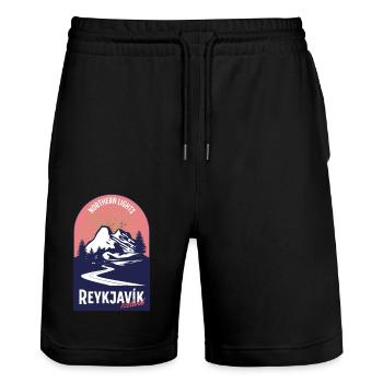 Reykjavik Islande Road Trip vintage - Short de jogging bio TRAINER Stanley/Stella unisexe - noir - Devant - Nik (191cm) & Marisol (170cm)