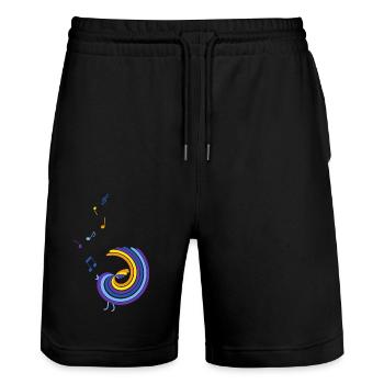 colorful singing bird - Stanley/Stella Trainer Unisex Organic Jogging Shorts - black - Front - Nik (191cm) & Marisol (170cm)