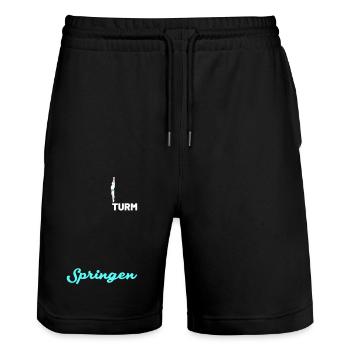 Turmspringenspringer - Stanley/Stella Unisex Bio Joggingshorts Trainer  - Schwarz - Vorne - Nik (191cm) & Marisol (170cm)