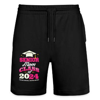 Senior Mom Class of 2024 Proud Mama Funny - Stanley/Stella Unisex Bio Joggingshorts Trainer  - Schwarz - Vorne - Nik (191cm) & Marisol (170cm)