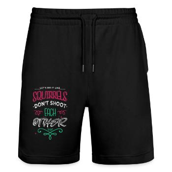 Present Idea Funny Happy Bday Fun Funny Sayings - Stanley/Stella Trainer Unisex Organic Jogging Shorts - black - Front - Nik (191cm) & Marisol (170cm)