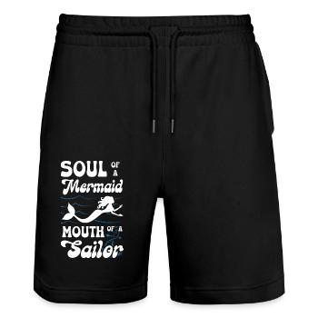 Soul Of A Mermaid Mouth Of A Sailor - Stanley/Stella Unisex Bio Joggingshorts Trainer  - Schwarz - Vorne - Nik (191cm) & Marisol (170cm)